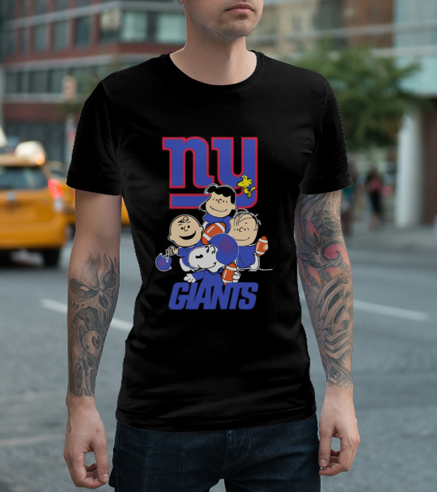 NY Giants Peanuts Characters Football T-Shirt