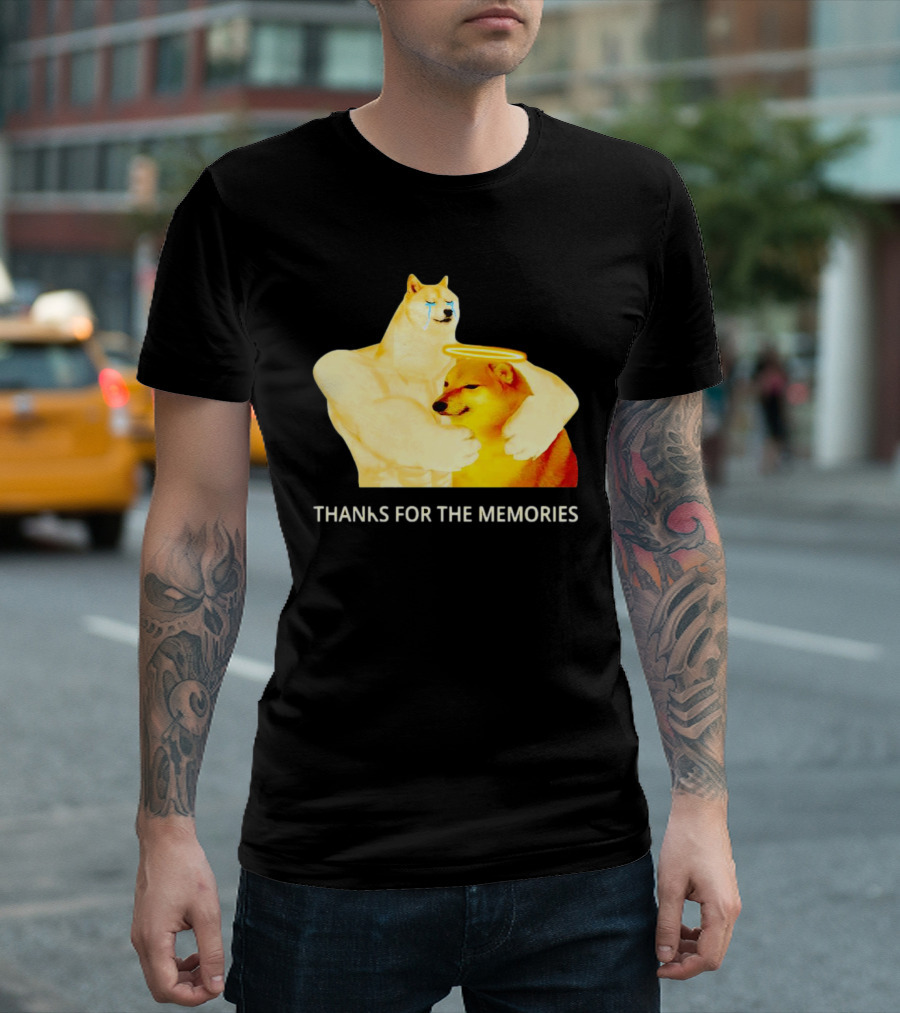 RIP Cheems Thanks for the Memories Doge Crying Angel Halo Hug T-Shirt