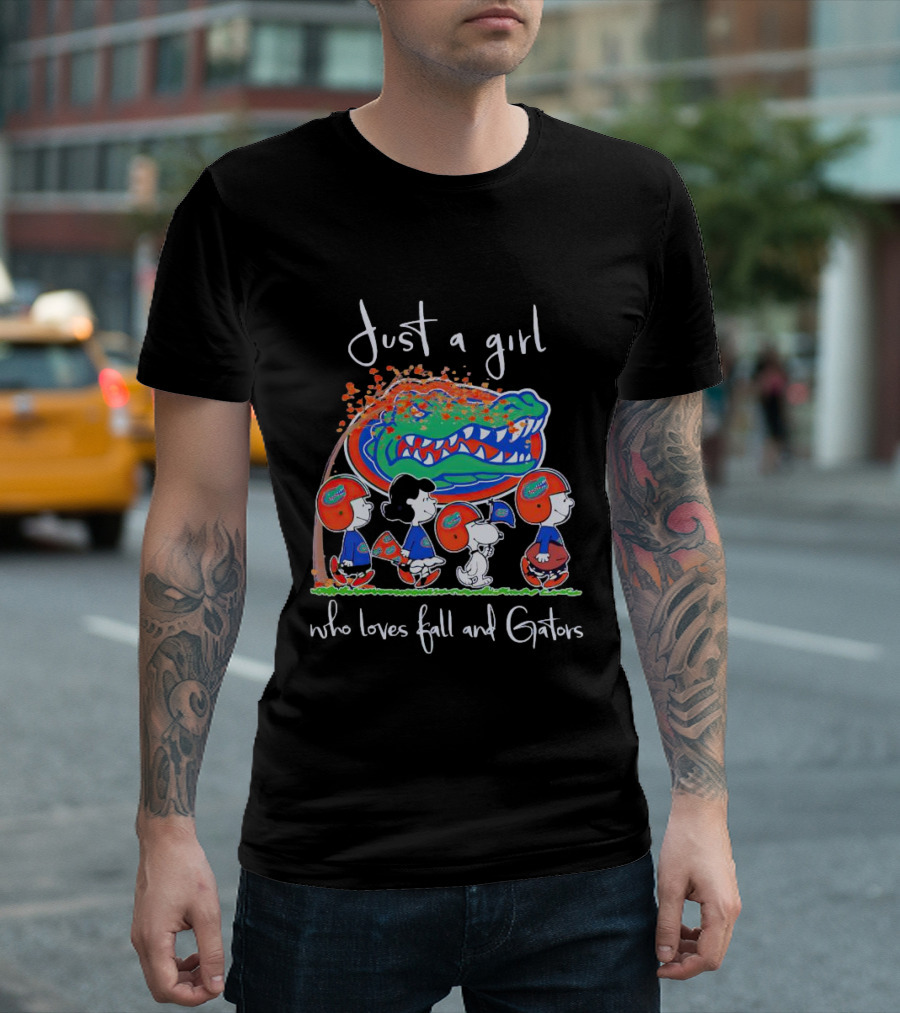 Just a Girl Who Loves Fall and Florida Gators Peanuts Characters T-Shirt