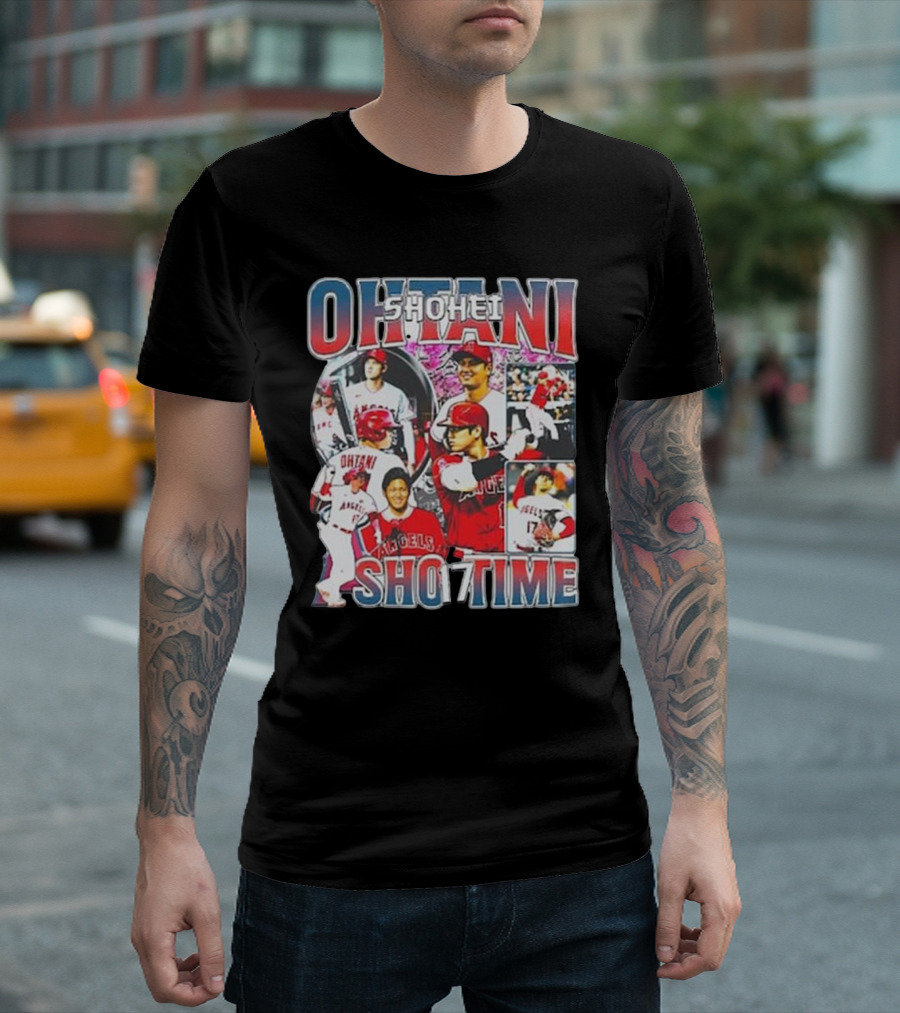 Shohei Ohtani Angels Shotime Baseball Collage T-Shirt