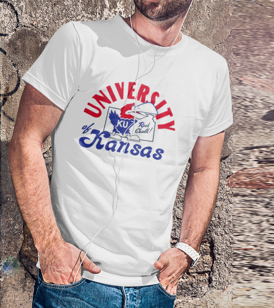 Charlie Hustle KU University Of Kansas Rock Chalk Outline T-Shirt