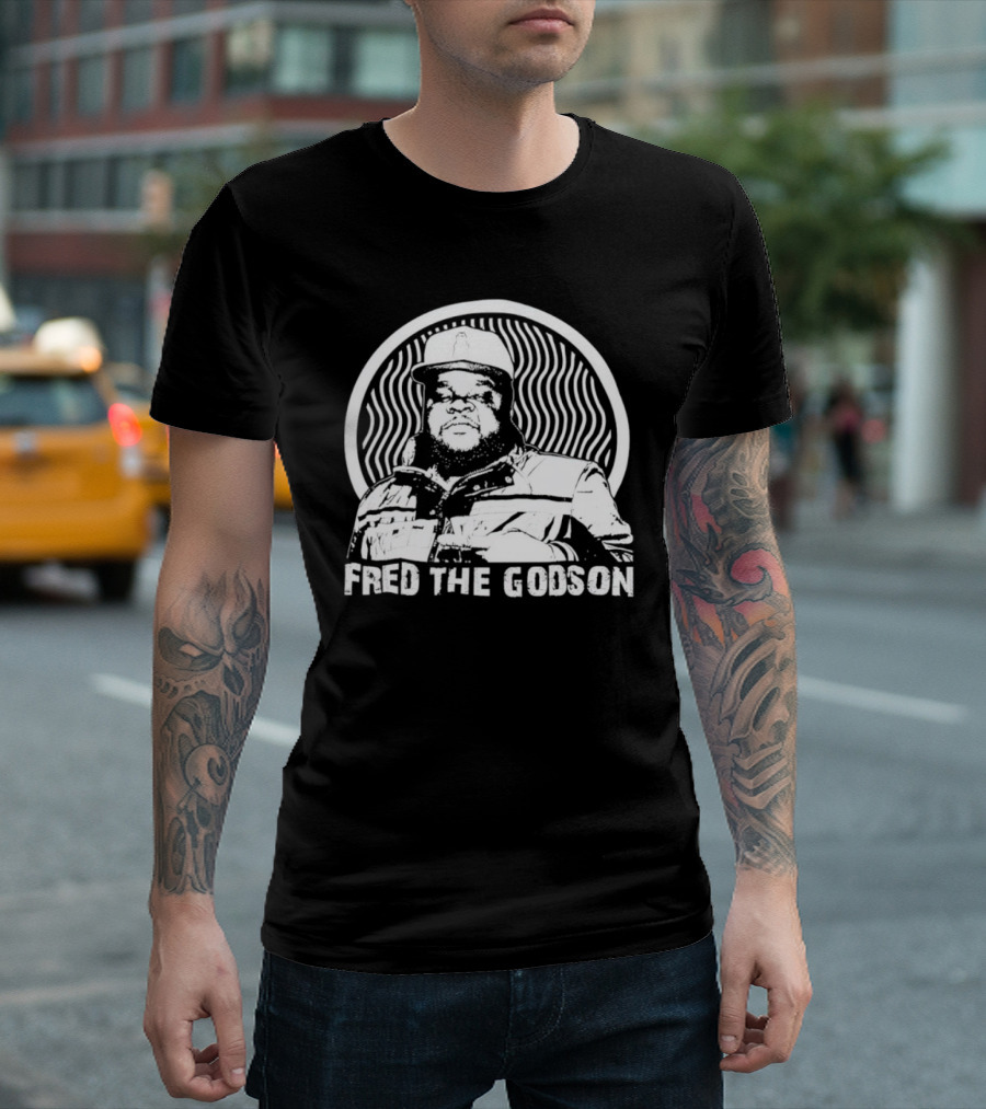 Fred the Godson Portrait with Hat and Jacket in T-Shirt