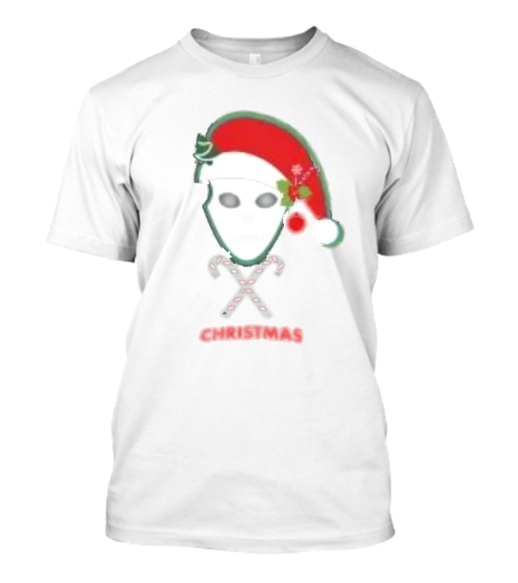 Christmas Skull With Santa Hat And Candy Canes T-Shirt
