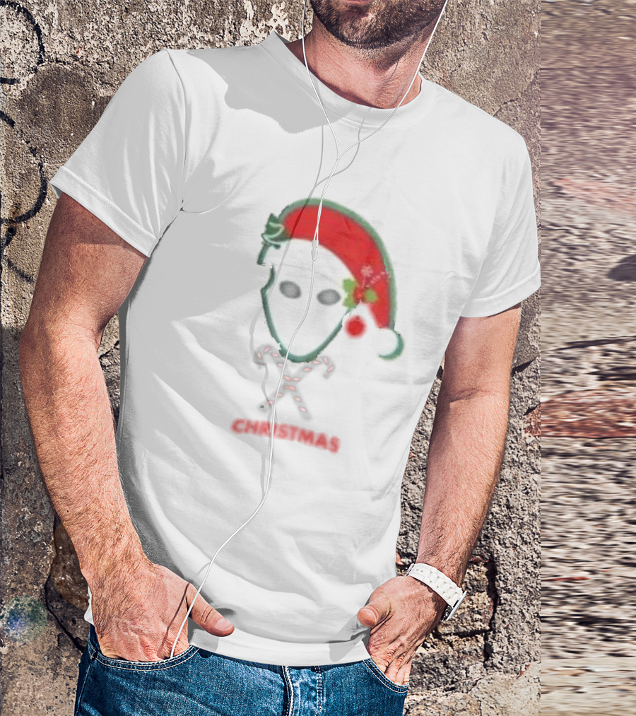 Christmas Skull With Santa Hat And Candy Canes T-Shirt