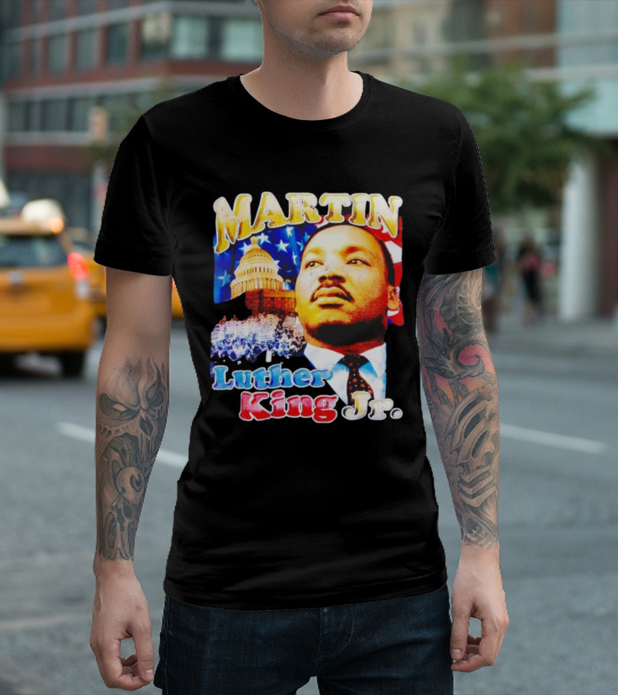 Martin Luther King Jr Vintage 90s American Flag Capitol T-Shirt
