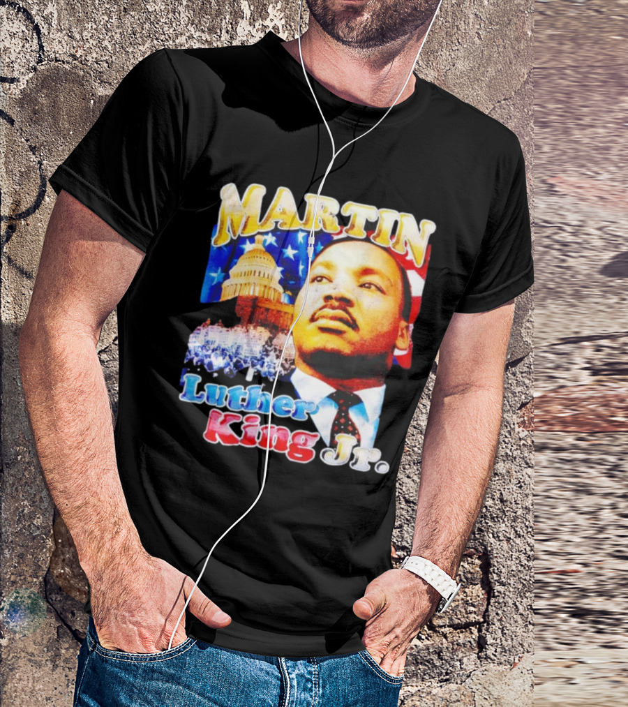 Martin Luther King Jr Vintage 90s American Flag Capitol T-Shirt