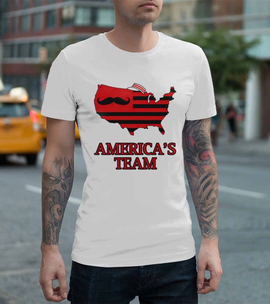America's Team Moustache Map Cincinnati Men's Fashion T-Shirt