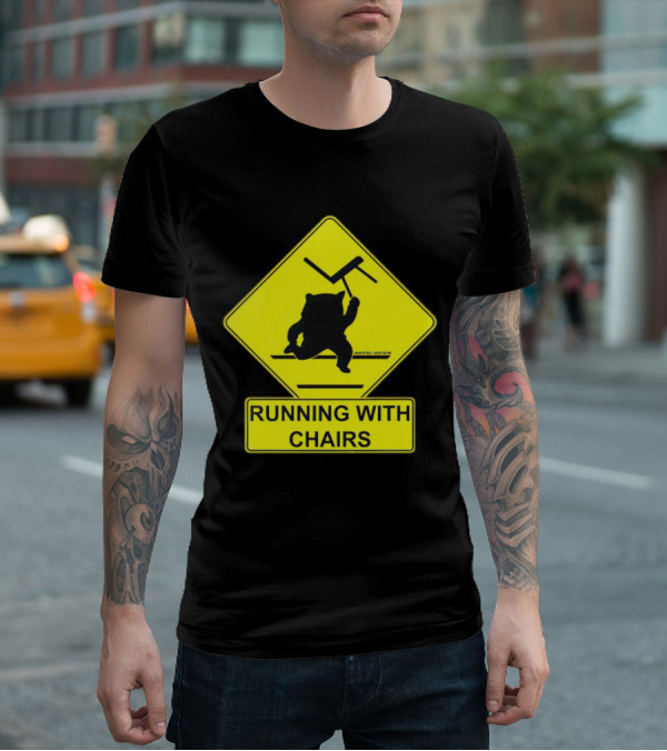 Nafo Fella Running With Chairs Caution Sign T-Shirt