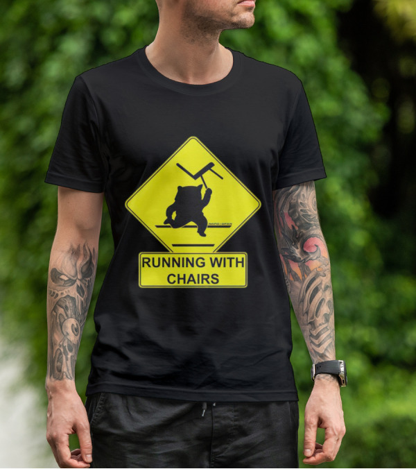 Nafo Fella Running With Chairs Caution Sign T-Shirt