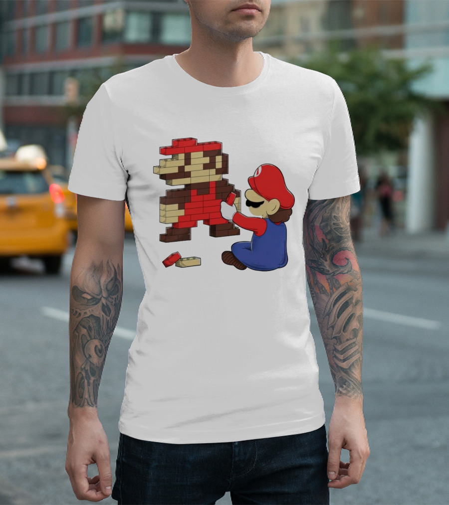 Super Mario Pixel Blocks Retro Builder T-Shirt