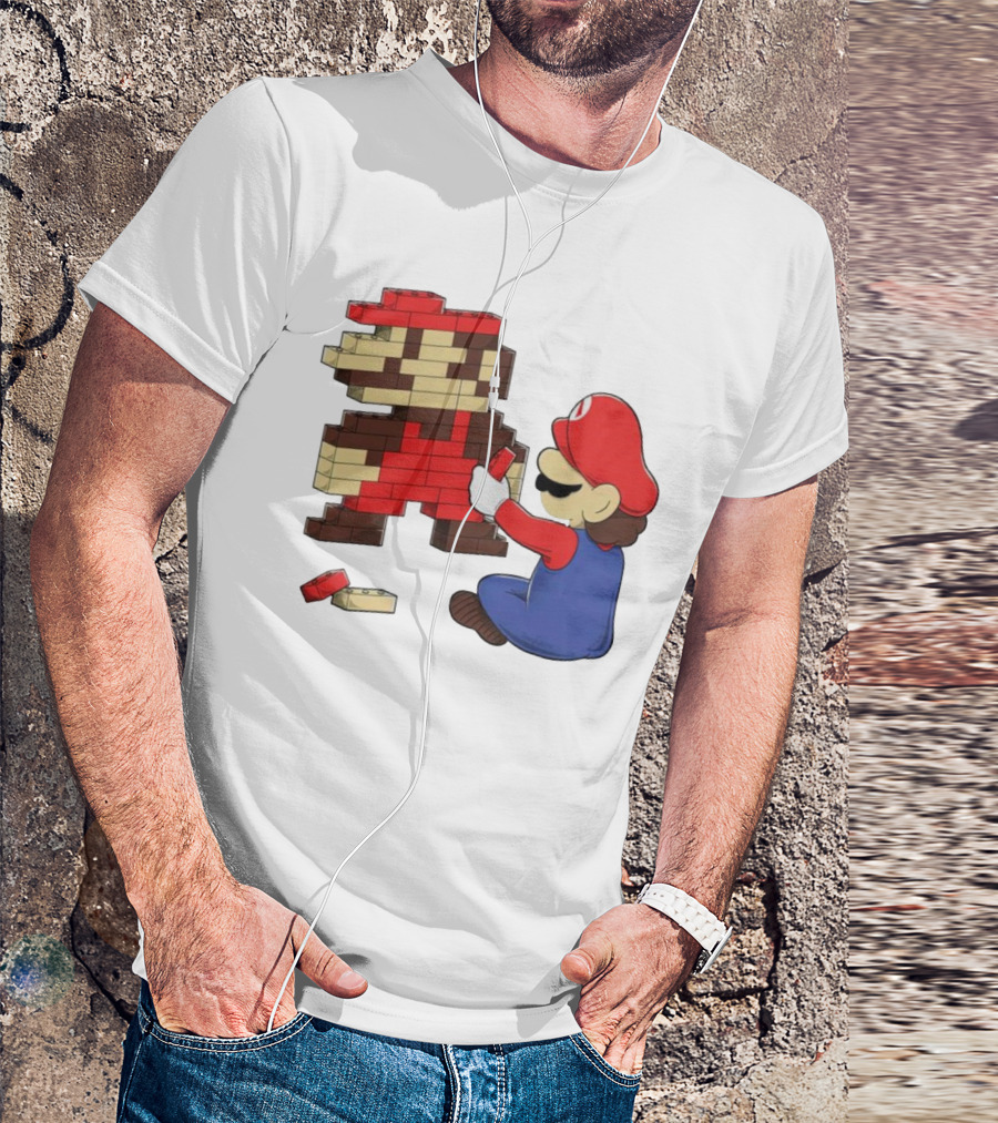 Super Mario Pixel Blocks Retro Builder T-Shirt