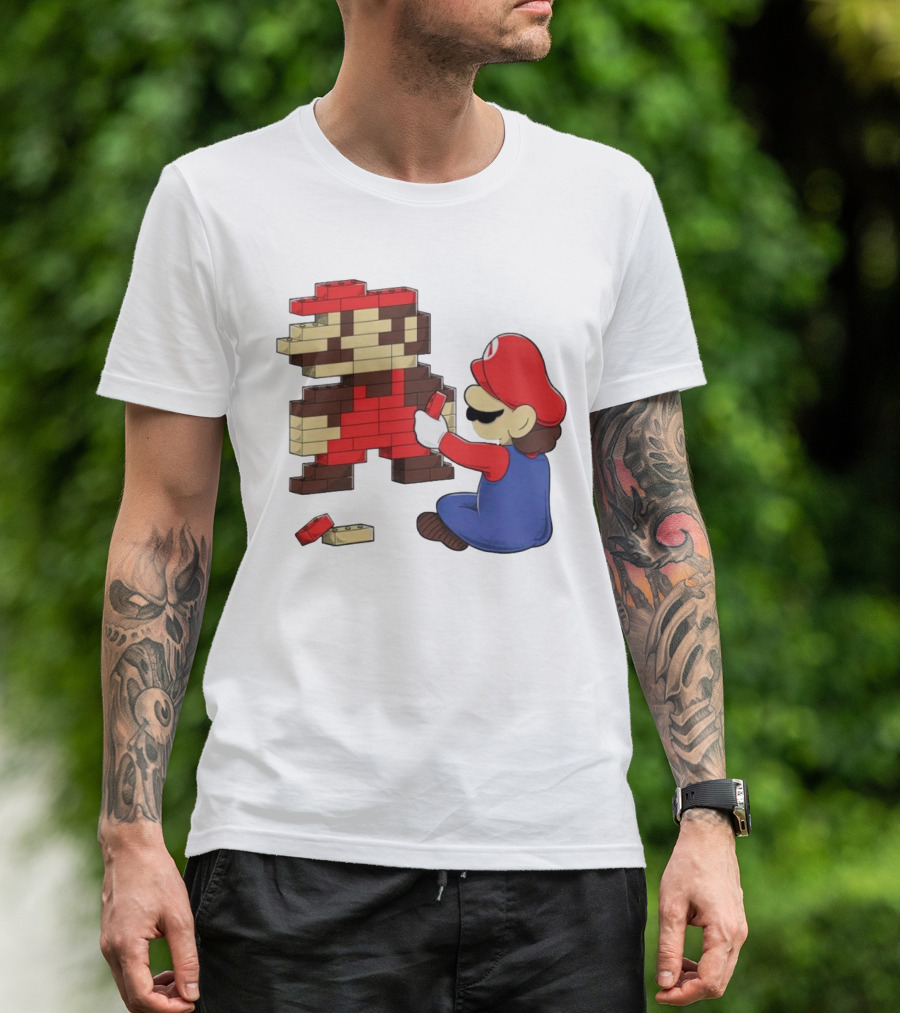 Super Mario Pixel Blocks Retro Builder T-Shirt