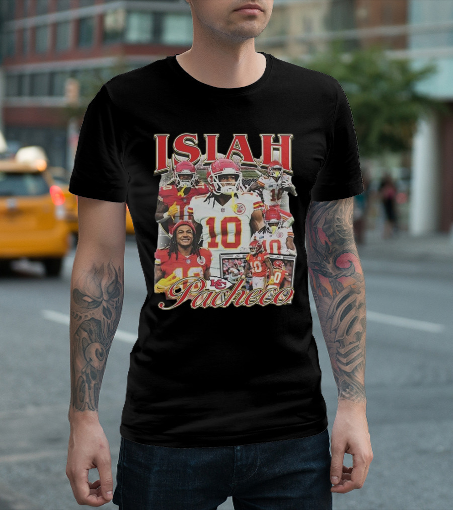 Isiah Pacheco 90s Kansas City Chiefs Football Collage T-Shirt