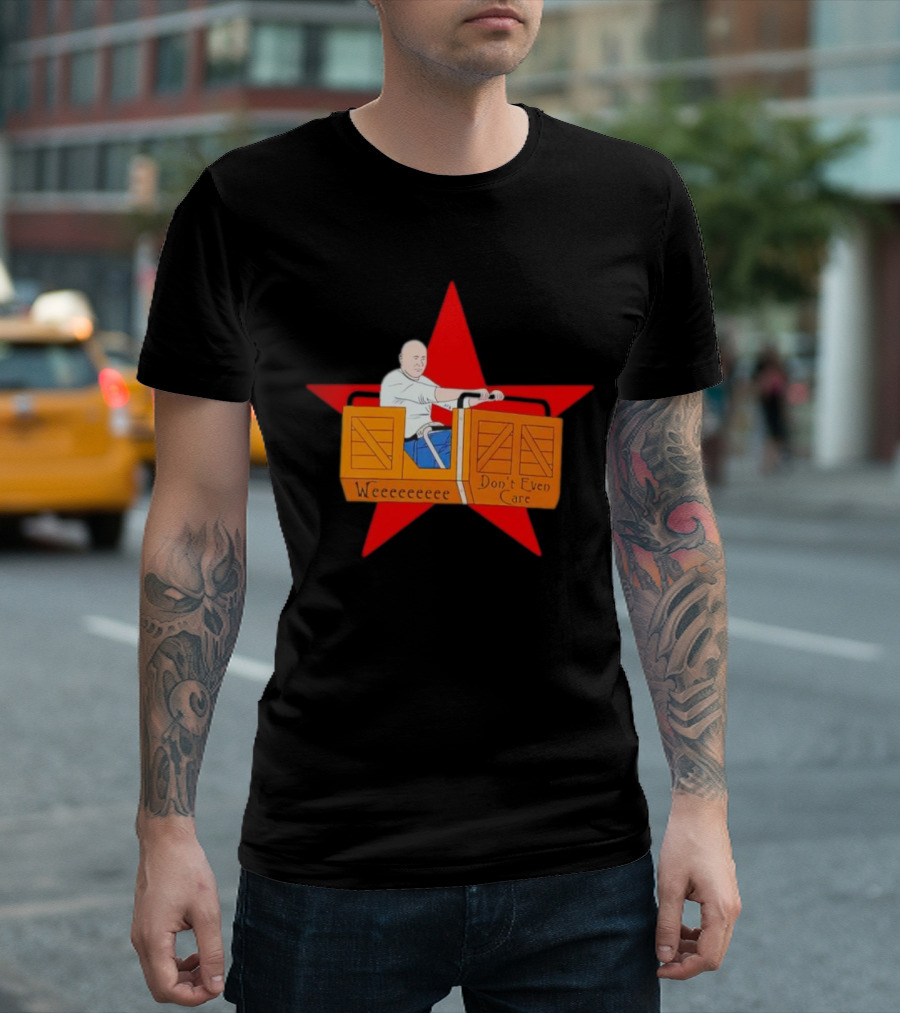 Weeeeeee Don't Even Care with Red Star Background Rollercoaster Ride T-Shirt