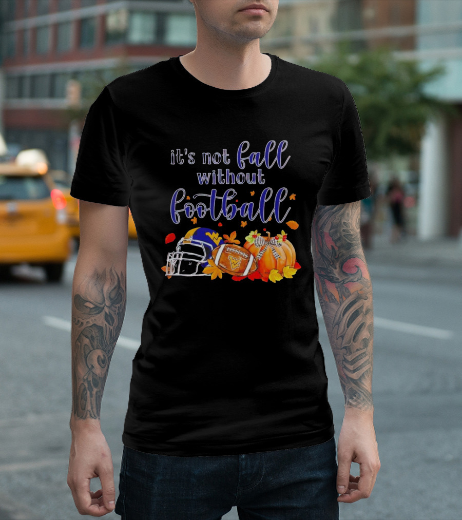 It's Not Fall Without Football West Virginia Autumn Helmet and Pumpkins T-Shirt
