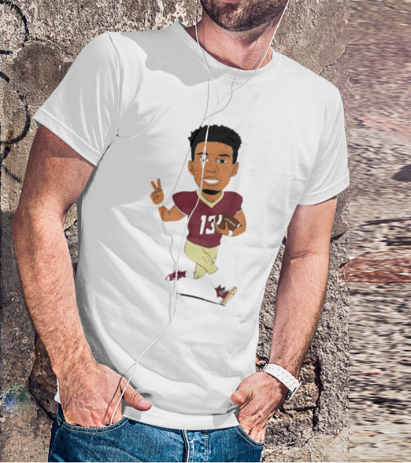 Jordan Travis II Cartoon Football Character Number 13 T-Shirt