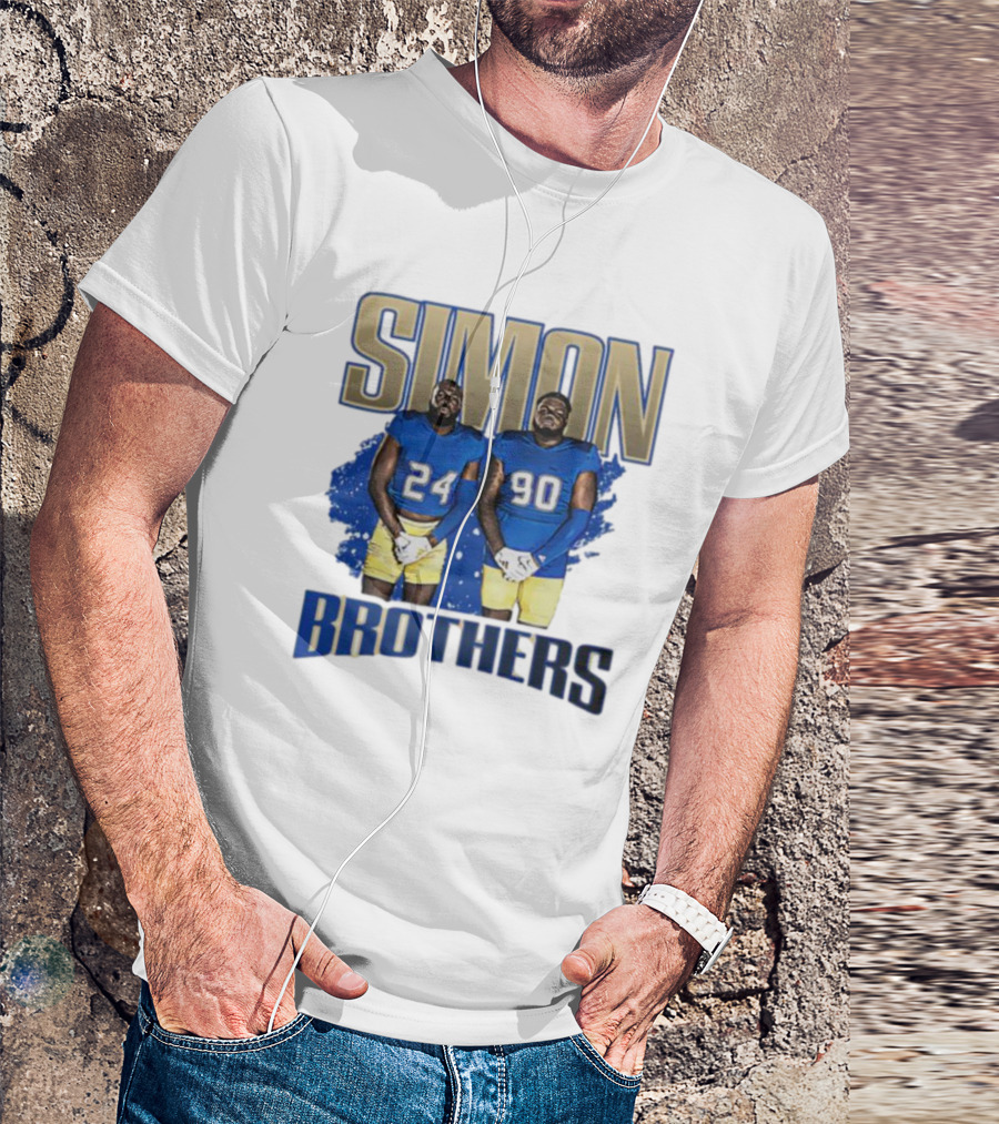 SIMON BROTHERS GAMEDAY 24 90 NFL-INSPIRED FOOTBALL PLAYERS IN BLUE AND GOLD T-Shirt