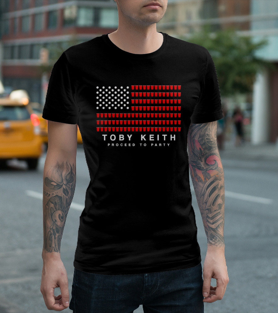 Toby Keith Proceed To Party American Flag Red Cups T-Shirt