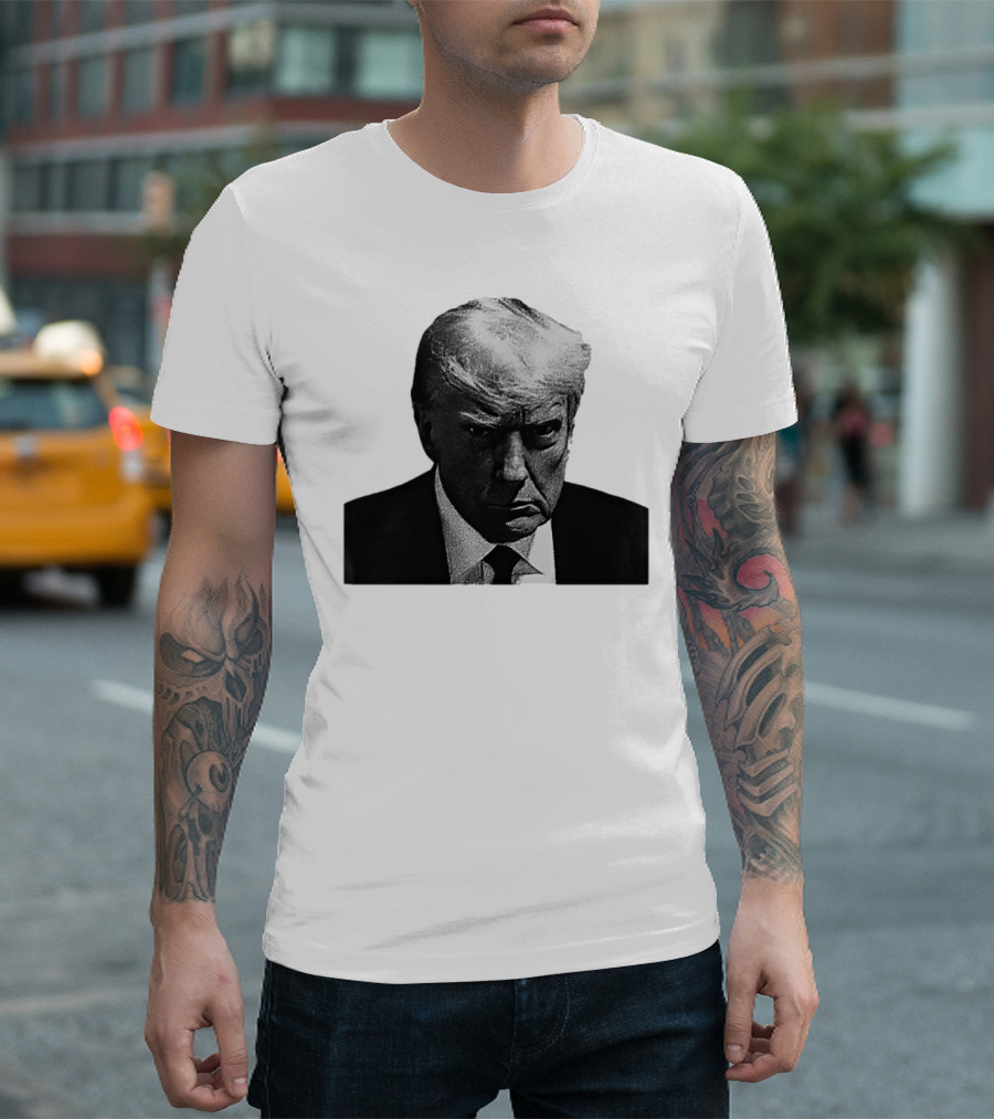 Trump Shot 8 24 23 Mugshot Style Black and White Image T-Shirt