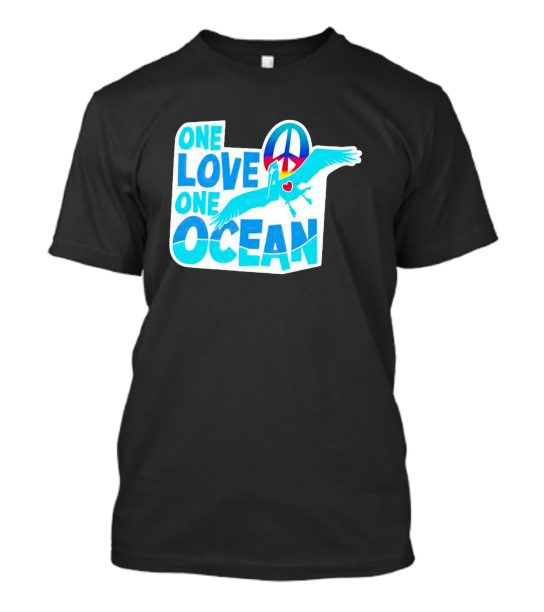 New York Post One Love One Ocean Peace Symbol Bird Heart T-Shirt