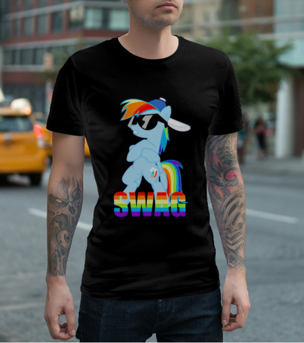 Rainbow Dash Swag With Pony And Cap T-Shirt