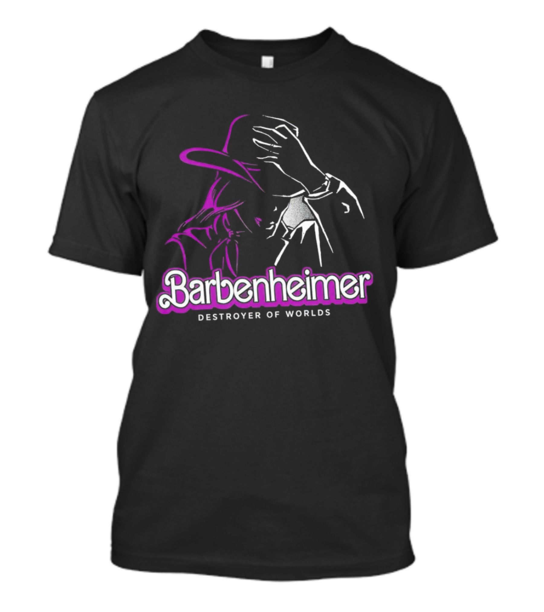 Barbenheimer Destroyer Of Worlds Shadowed Figure With Hat T-Shirt