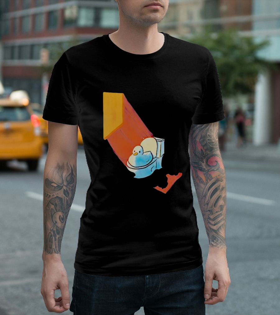 Duck Sitting in Bathroom Corner with Shadow Reflection T-Shirt