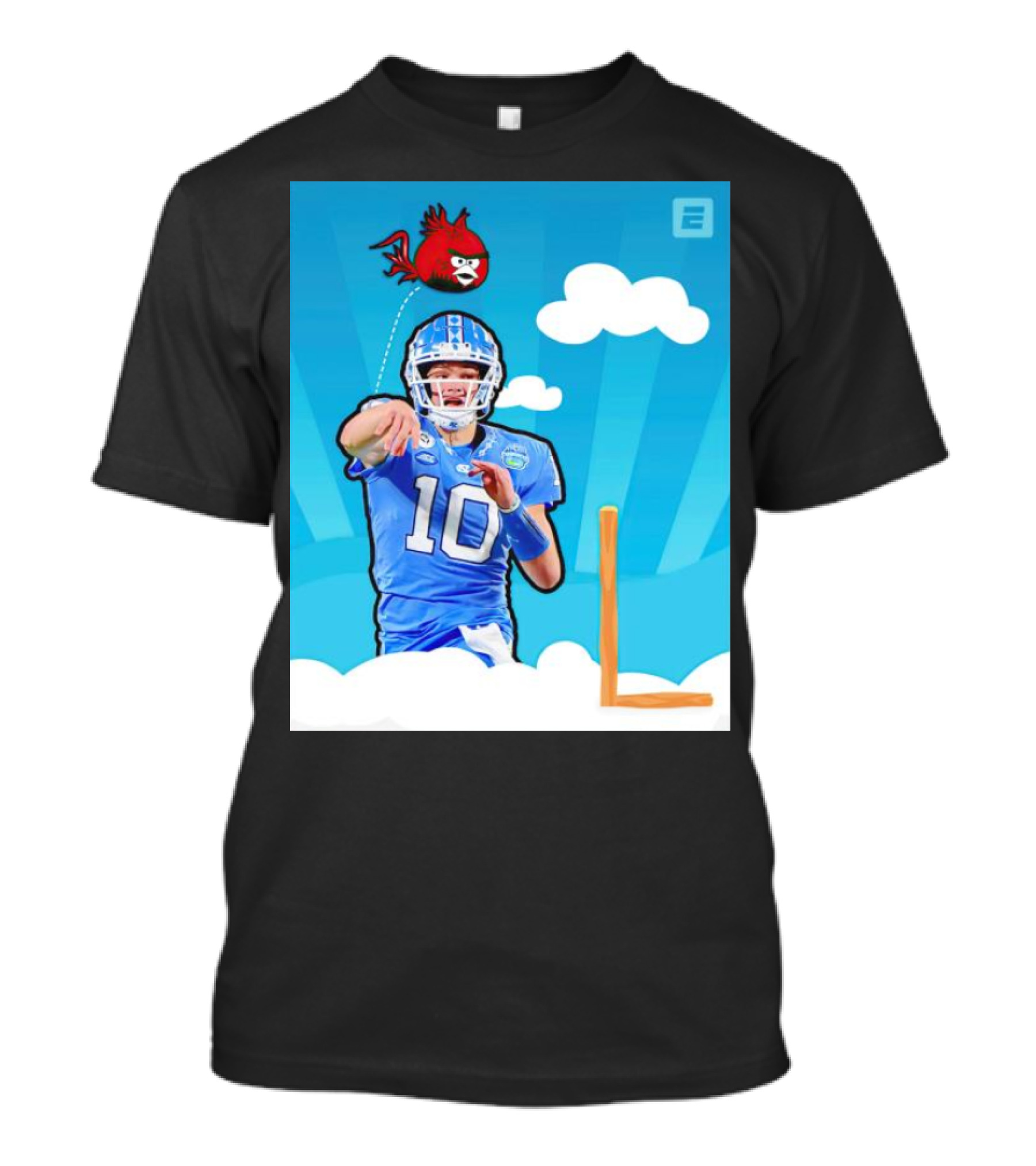 Tar Heels Drake Maye Angry Birds Quarterback Cloud Sky T-Shirt
