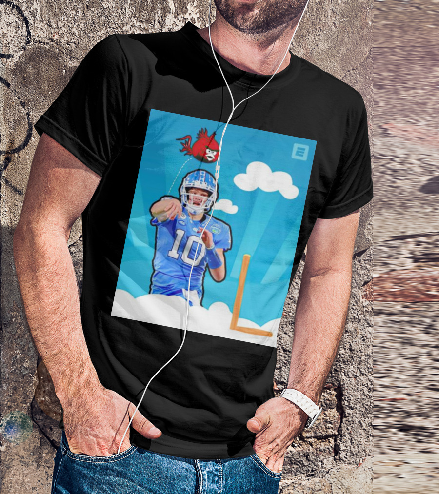 Tar Heels Drake Maye Angry Birds Quarterback Cloud Sky T-Shirt