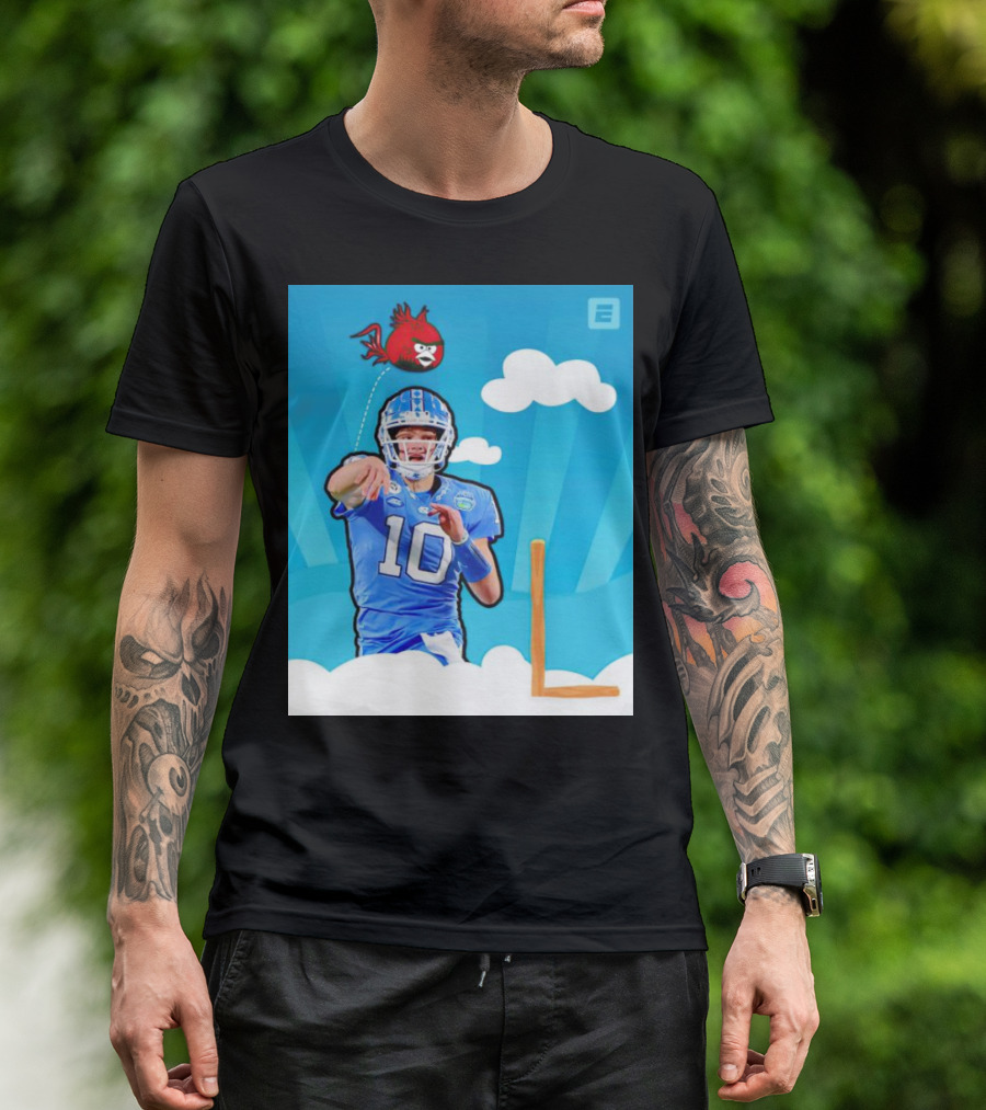 Tar Heels Drake Maye Angry Birds Quarterback Cloud Sky T-Shirt