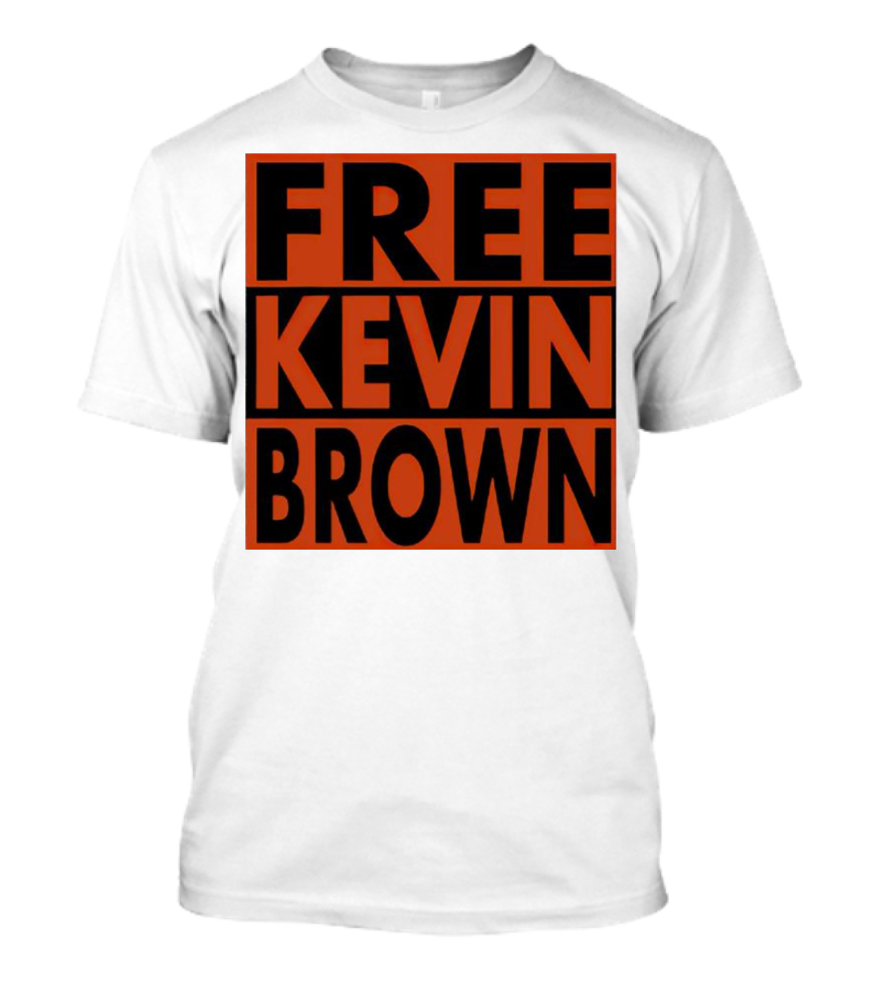 FREE KEVIN BROWN ORANGE BLACK BOLD BLOCK T-Shirt
