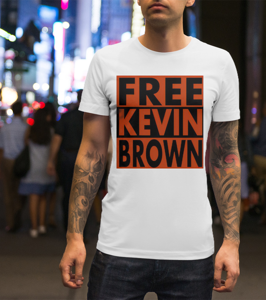 FREE KEVIN BROWN ORANGE BLACK BOLD BLOCK T-Shirt