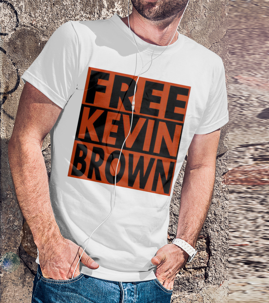 FREE KEVIN BROWN ORANGE BLACK BOLD BLOCK T-Shirt