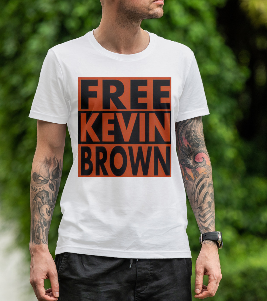FREE KEVIN BROWN ORANGE BLACK BOLD BLOCK T-Shirt
