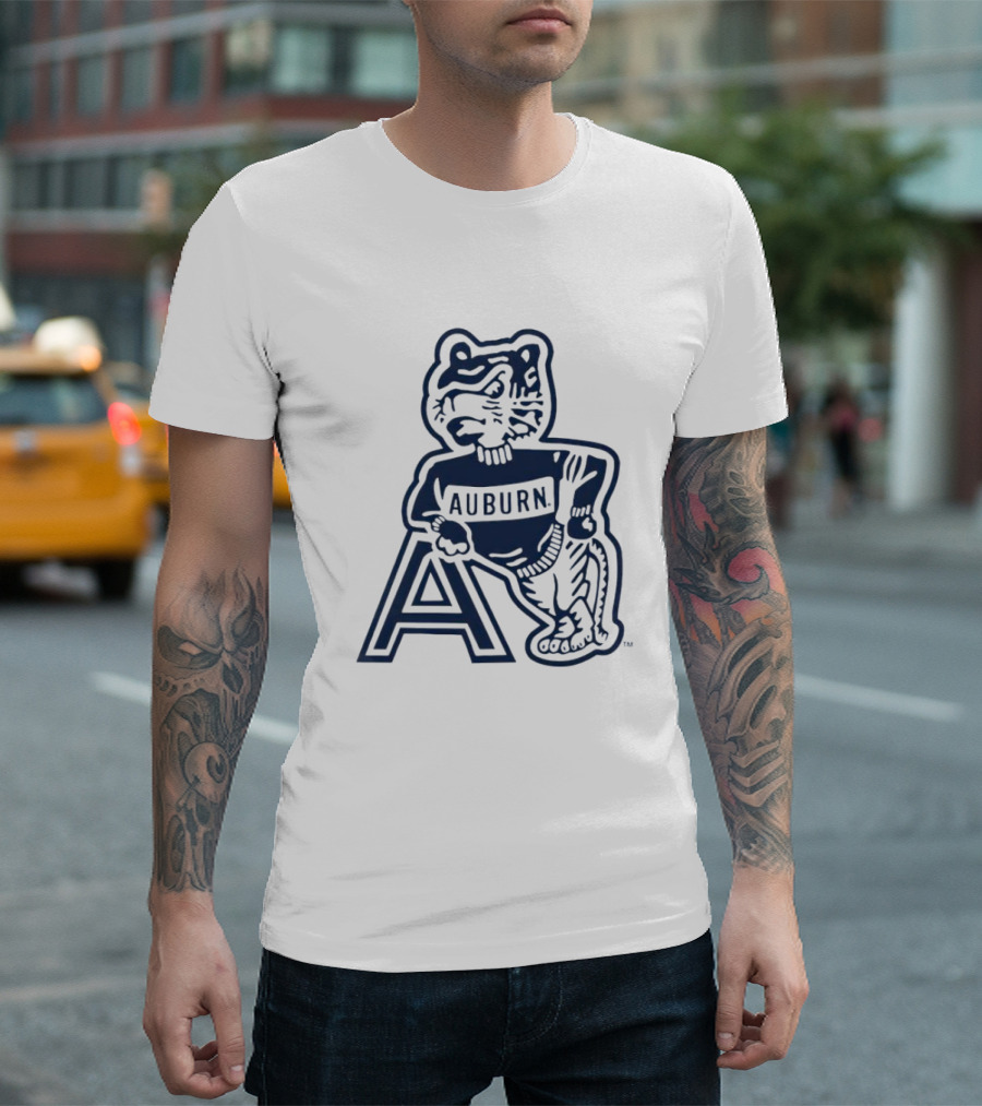 Auburn Tigers Throwback Orange Vintage Logo Tiger with A T-Shirt