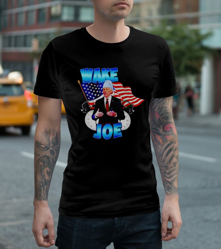 Wake Up Joe American Flag Clock Patriots T-Shirt