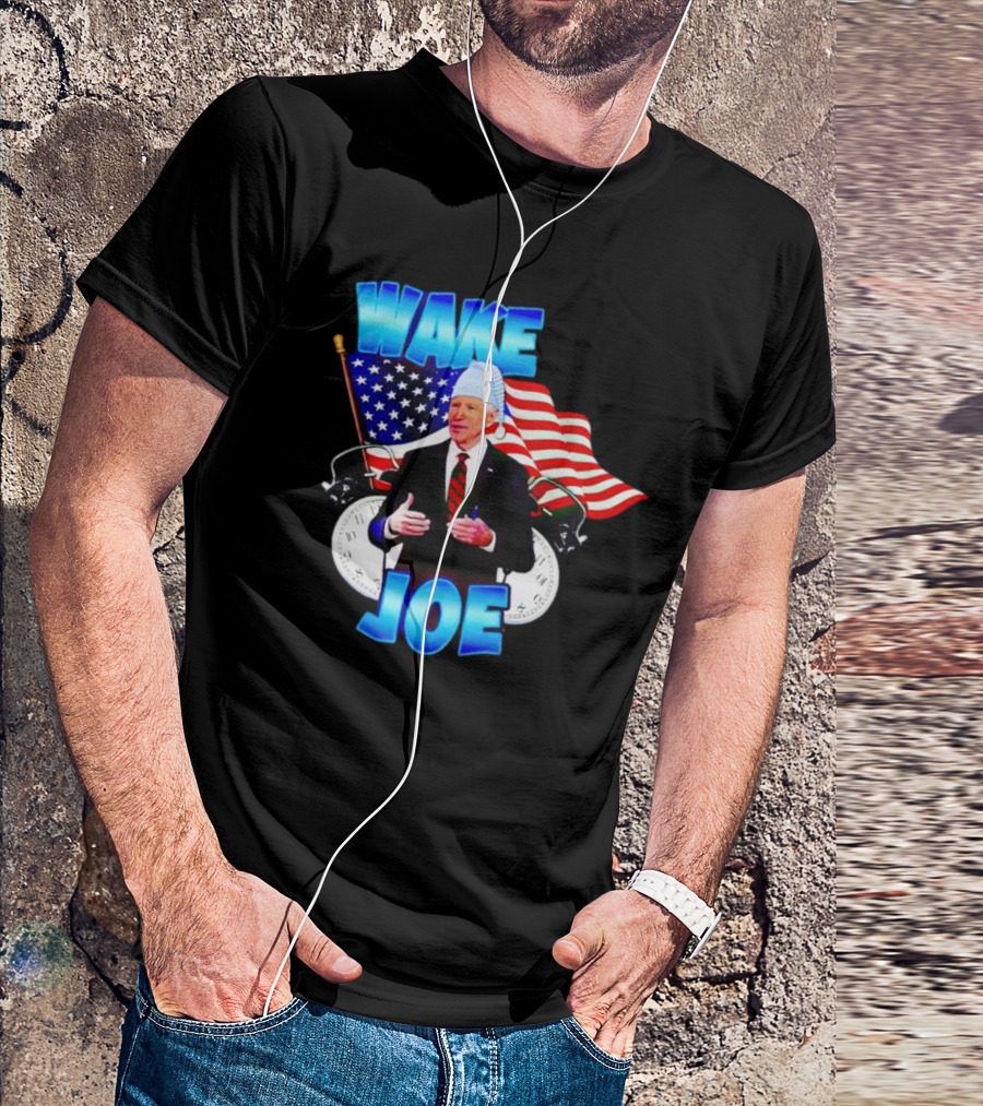 Wake Up Joe American Flag Clock Patriots T-Shirt