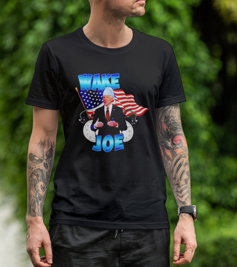 Wake Up Joe American Flag Clock Patriots T-Shirt