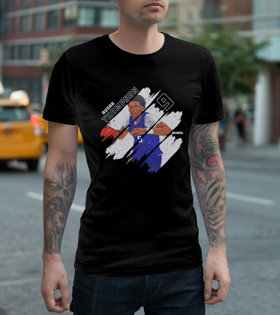 Ausar Thompson 9 Detroit Basketball Stripes NBPA T-Shirt