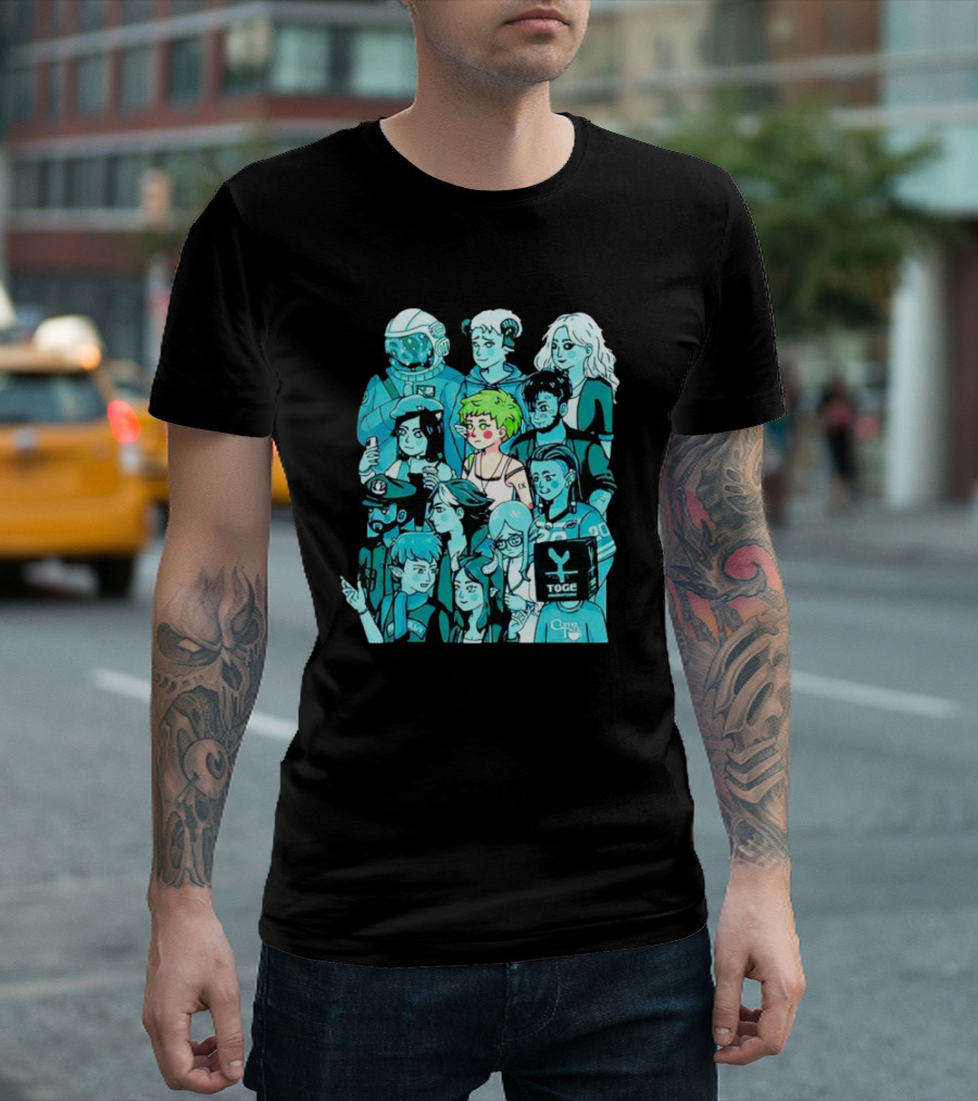 Freya and Friends Colorful Illustration with Togek and Clouy Text T-Shirt