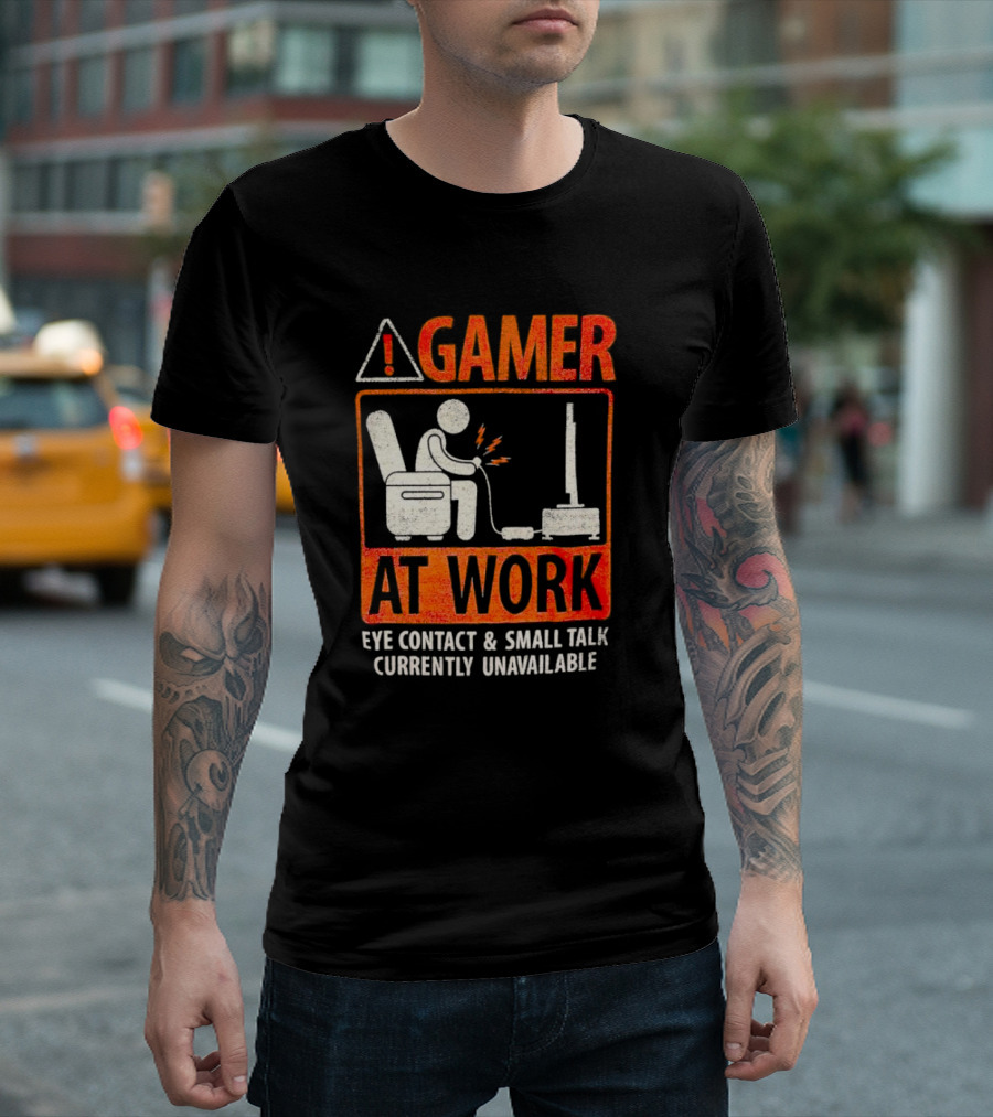 Gamer at Work Eye Contact Small Talk Currently Unavailable T-Shirt