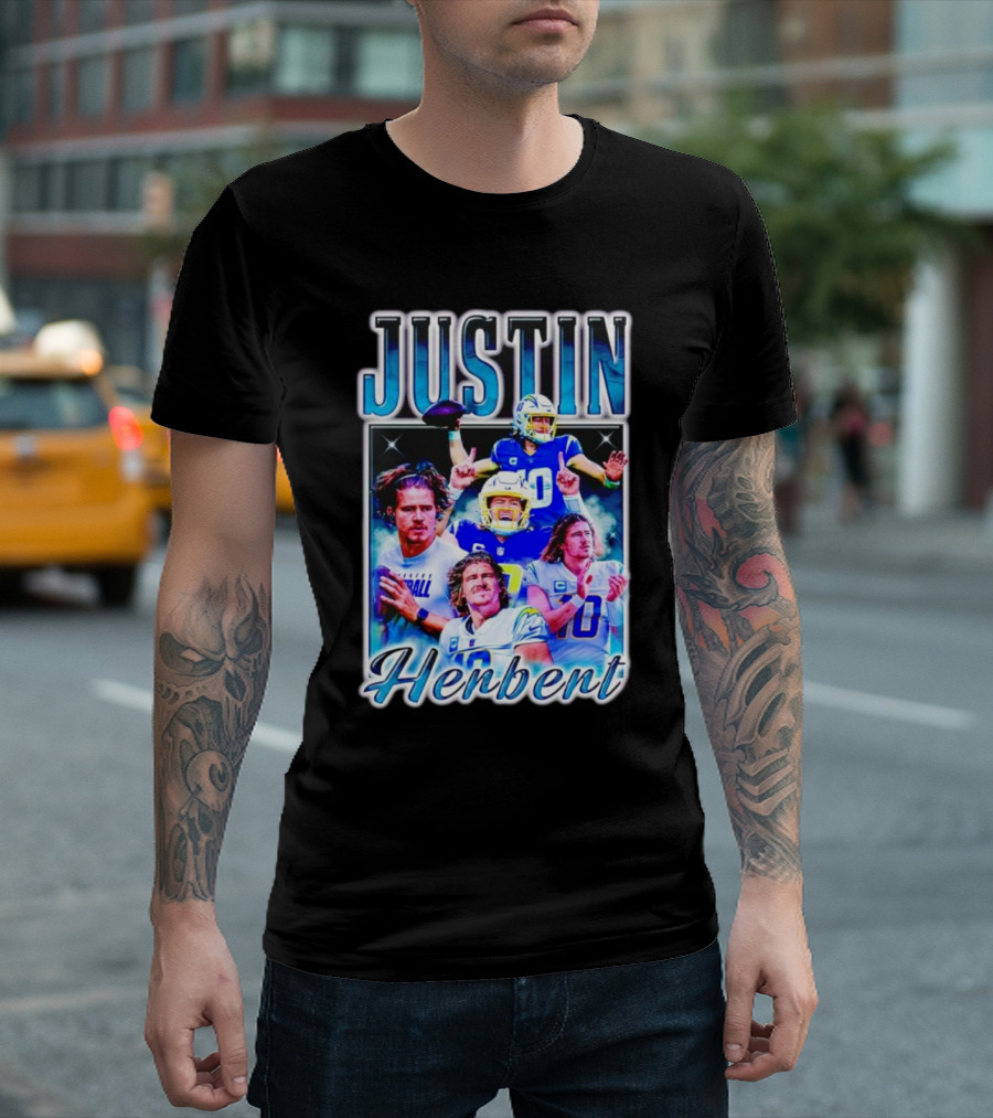 JUSTIN HERBERT VINTAGE STYLE 90S SPORTS 10 HELMET FOOTBALL T-Shirt