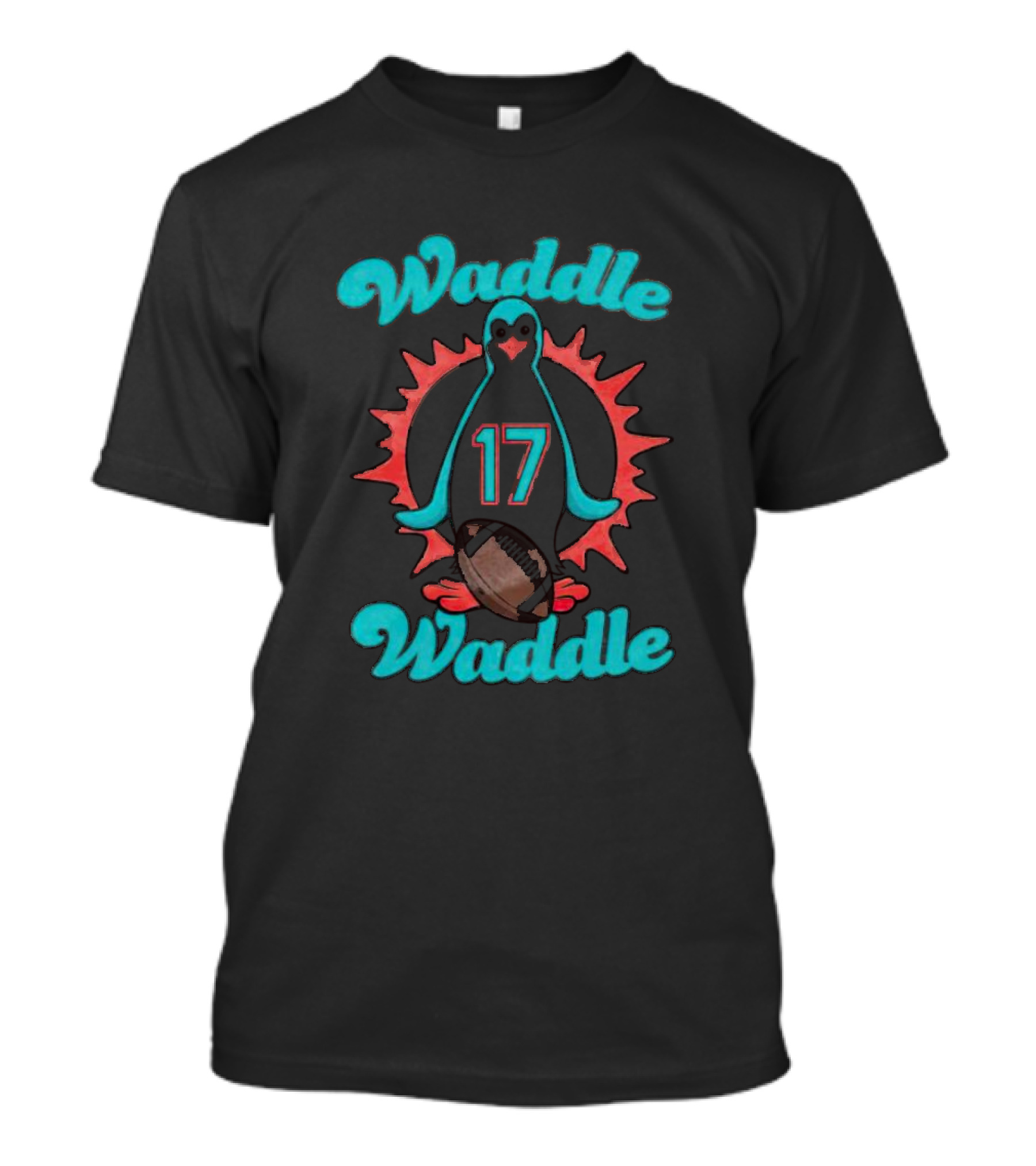 Waddle Waddle Jaylen Waddle Penguin 17 Football Dolphins T-Shirt