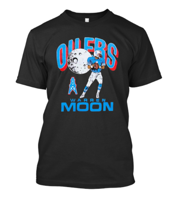 Oilers Warren Moon Football Player With Oil Derrick And Moon Balloon T-Shirt