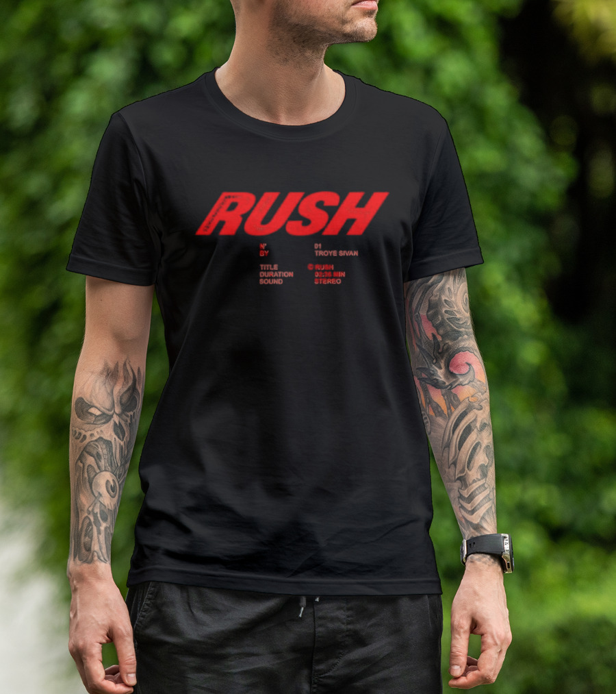 Rush Troye Sivan Title Duration Sound 0328 Min Stereo T-Shirt