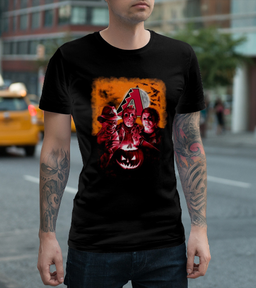 Freddy Krueger Jason Voorhees Michael Myers Arizona Diamondbacks Halloween Horror Movie Mashup T-Shirt