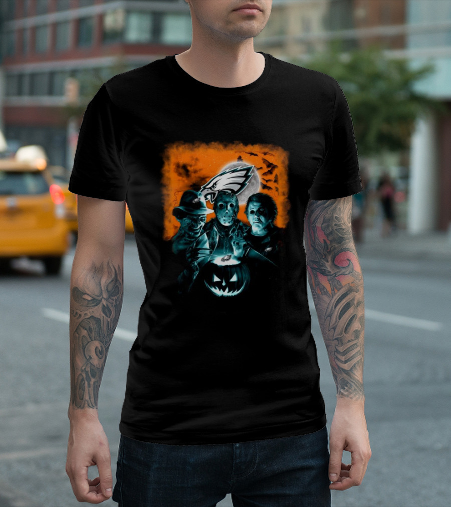 Philadelphia Eagles Halloween Horror Movies Freddy Krueger Jason Voorhees Michael Myers T-Shirt