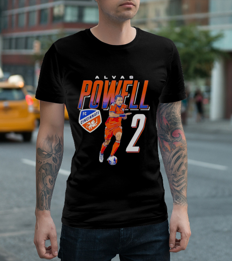 ALVAS POWELL FC Cincinnati Run Soccer Number 2 T-Shirt
