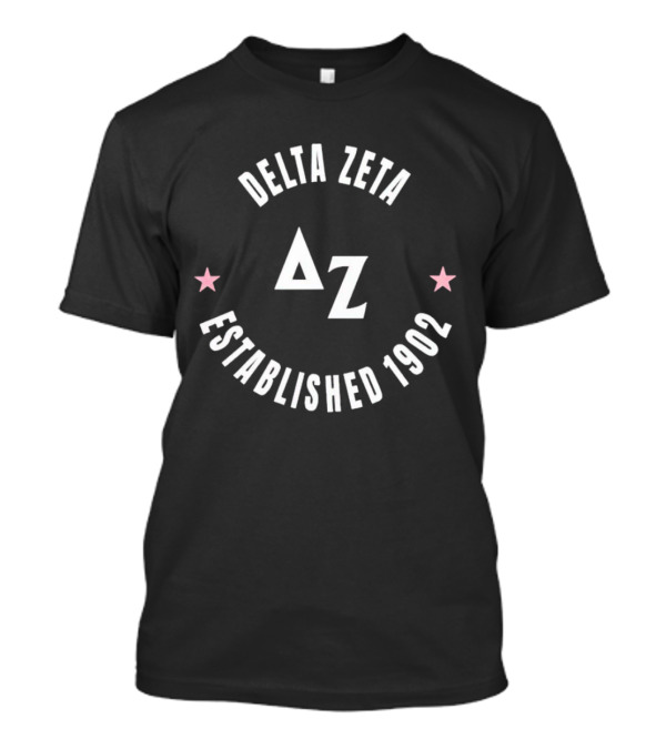 Delta Zeta Established 1902 Pink Stars Badge T-Shirt