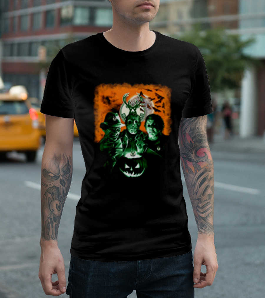 Horror Movies Freddy Krueger Jason Voorhees Michael Myers Milwaukee Bucks Halloween T-Shirt